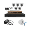 Cybernautt 3MP Full HD Indoor & Outdoor Network IP Combo Kit with 10Ch NVR, 5D 2B Full HD Camera, 8Ch POE, 100m Copper LAN Cable & Connectors