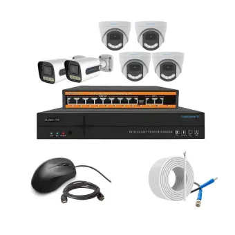 Cybernautt 3MP Full HD Indoor & Outdoor Network IP Combo Kit with 10Ch NVR, 4D 2B Full HD Camera, 8Ch POE, 100m Copper LAN Cable & Connectors