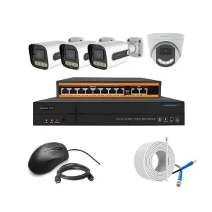 Cybernautt 3MP Full HD Indoor & Outdoor Network IP Combo Kit with 10Ch NVR, 3B 1D Full HD Camera, 4Ch POE, 100m Copper LAN Cable & Connectors