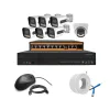 Cybernautt 3MP Full HD Indoor & Outdoor Network IP Combo Kit with 10Ch NVR, 6B 1D Full HD Camera, 8Ch POE, 100m Copper LAN Cable & Connectors
