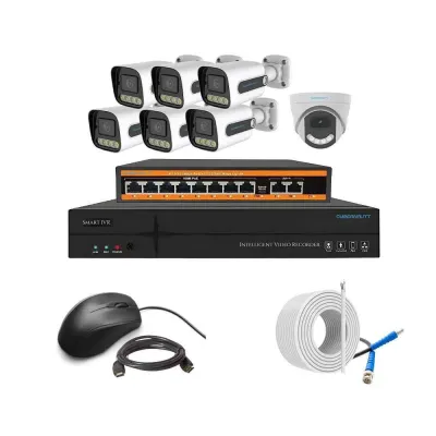Cybernautt 3MP Full HD Indoor & Outdoor Network IP Combo Kit with 10Ch NVR, 6B 1D Full HD Camera, 8Ch POE, 100m Copper LAN Cable & Connectors