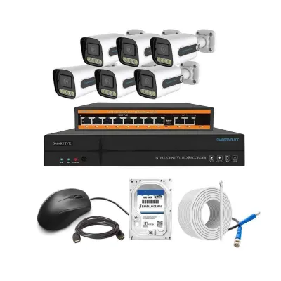 Cybernautt 3MP Full HD Indoor & Outdoor Network IP Combo Kit with 10Ch NVR, 6Bullet HD Camera, 8Ch POE, 100m Copper LAN Cable, Connector & 1TB HDD