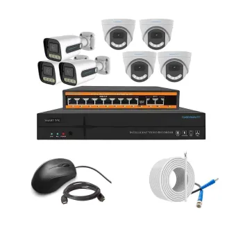 Cybernautt 3MP Full HD Indoor & Outdoor Network IP Combo Kit with 10Ch NVR, 4D 3B Full HD Camera, 8Ch POE, 100m Copper LAN Cable & Connectors