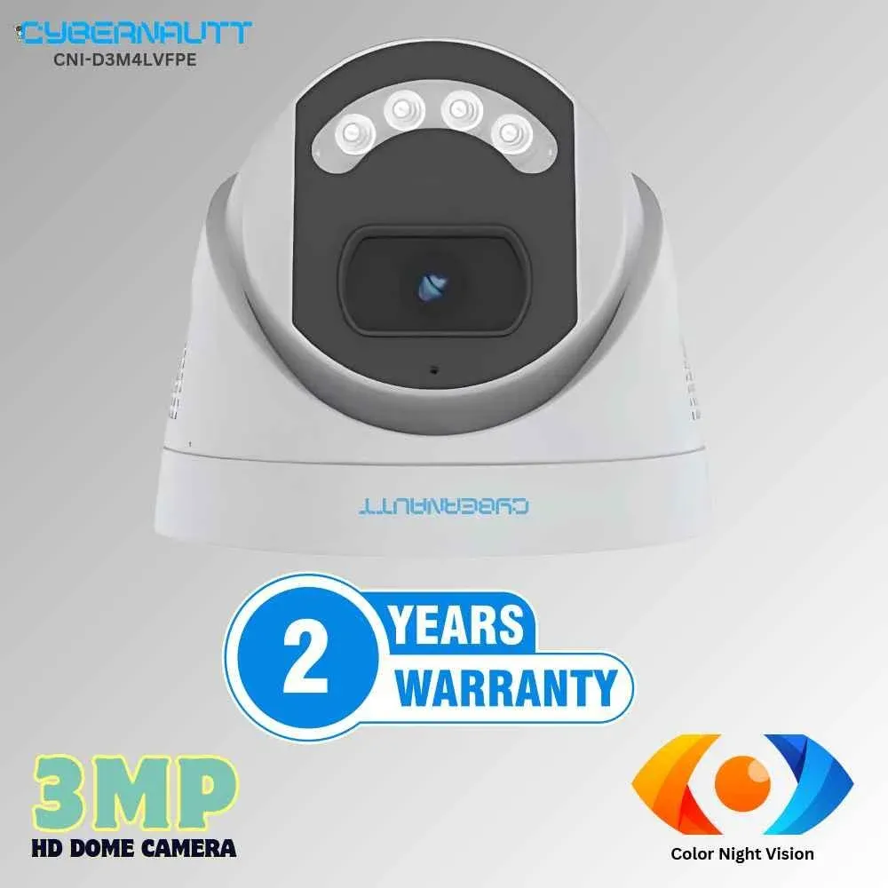 Cybernautt 3MP Full HD Indoor & Outdoor Network IP Combo Kit with 10Ch NVR, 4D 3B Full HD Camera, 8Ch POE, 100m Copper LAN Cable & Connectors