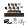 Cybernautt 3MP Full HD Indoor & Outdoor Network IP Combo Kit with 10Ch NVR, 7Bullet HD Camera, 8Ch POE, 100m Copper LAN Cable, Connector & 500GB HDD