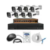 Cybernautt 3MP Full HD Indoor & Outdoor Network IP Combo Kit with 10Ch NVR, 8Bullet HD Camera, 8Ch POE, 100m Copper LAN Cable, Connector & 2TB HDD