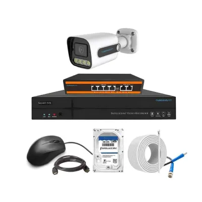 Cybernautt 3MP Full HD Indoor & Outdoor Network IP Combo Kit with 10Ch NVR, 1Bullet HD Camera, 4Ch POE, 100m Copper LAN Cable, Connector & 1TB HDD