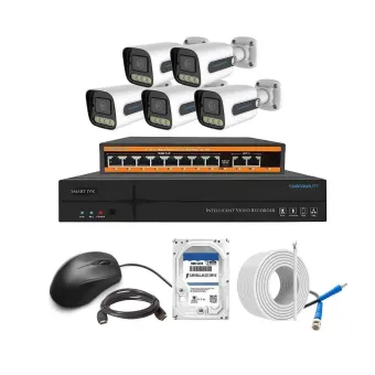 Cybernautt 3MP Full HD Indoor & Outdoor Network IP Combo Kit with 10Ch NVR, 5Bullet HD Camera, 8Ch POE, 100m Copper LAN Cable, Connector & 2TB HDD