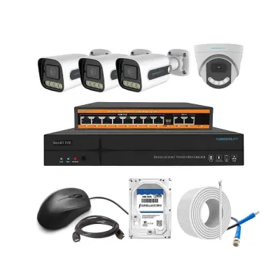 Cybernautt 3MP Full HD Indoor & Outdoor Network IP Combo Kit with 10Ch NVR, 3B 1D HD Camera, 4Ch POE, 100m Copper LAN Cable, Connectors & 1TB HDD