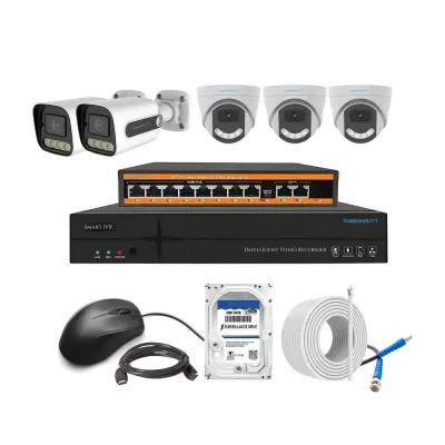 Cybernautt 3MP Full HD Indoor & Outdoor Network IP Combo Kit with 10Ch NVR, 3D 2B HD Camera, 8Ch POE, 100m Copper LAN Cable, Connectors & 2TB HDD