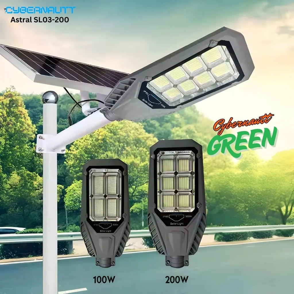 Cybernautt Green 200W 6000K 12000mAh LED Solar Street Light, Astral SL03-200