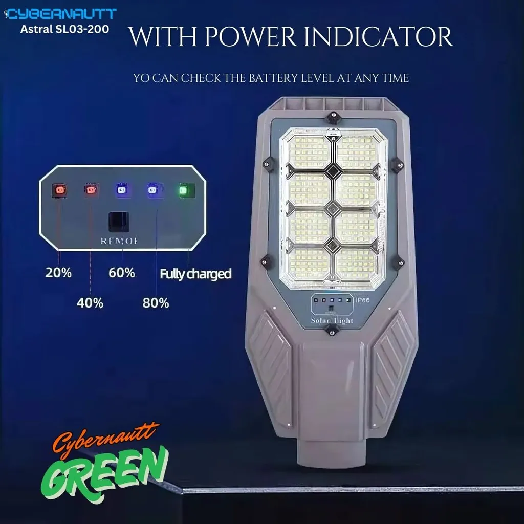 Cybernautt Green 200W 6000K 12000mAh LED Solar Street Light, Astral SL03-200