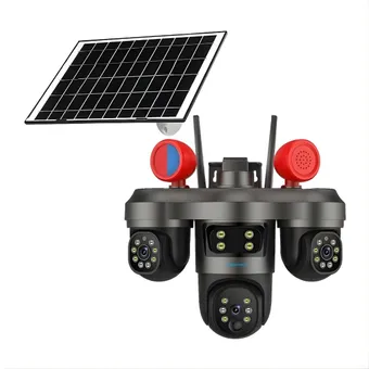 Cybernautt X18A 6MP+6MP+6MP Mobile controlled rotation of Triple lens 4G Solar SIM Camera  with Motion/Human Detect, Night Vision, Push Alarm, Two Way Audio with hooter and Alarm light