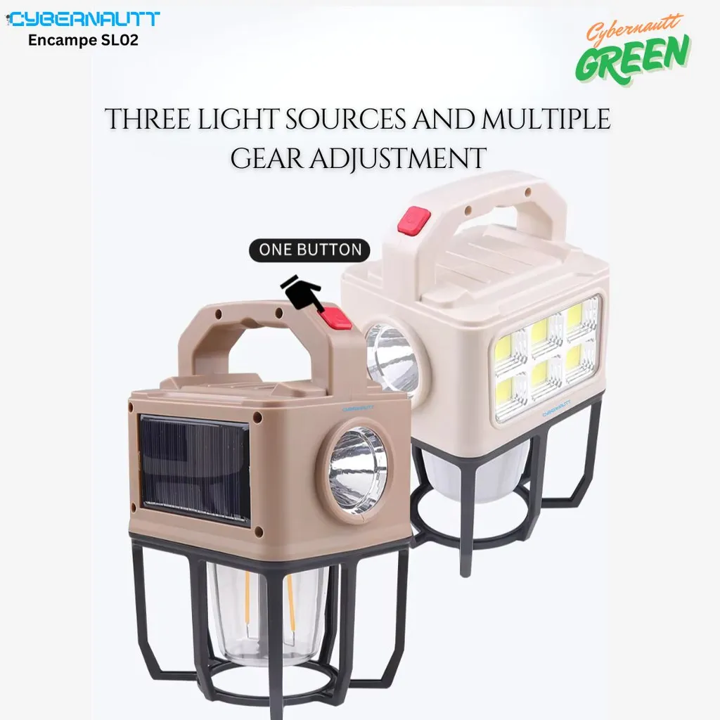 Cybernautt Encampe SL02 Solar Garden Lights, 500 Lumens Bright Outdoor Lighting, Dual Micro-USB + Solar Charging, 30,000-Hour Lifespan, IPX4 Waterproof, Built-in 2400mAh Battery (Warm White)