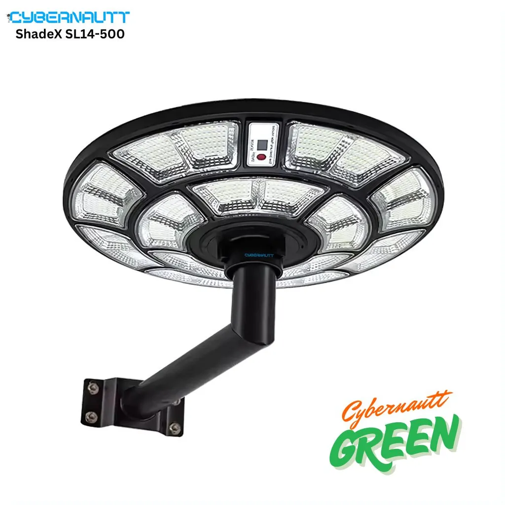 Cybernautt ShadeX SL14-500 500W Solar LED Street Light - 2000LM, 6000K Daylight, Motion Sensor,  IP66 Waterproof, Ultra long battery life, Landscape lighting, pathway borders, driveway markers, garden accents, patio perimeter lighting