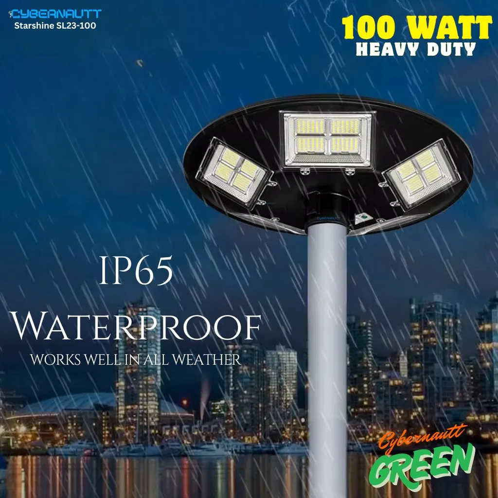 Cybernautt Starshine SL23-100 100W Solar Garden Lights, 2000LM Super Bright 3000K Daylight, Waterproof Outdoor Solar Powered LED Patio Lights