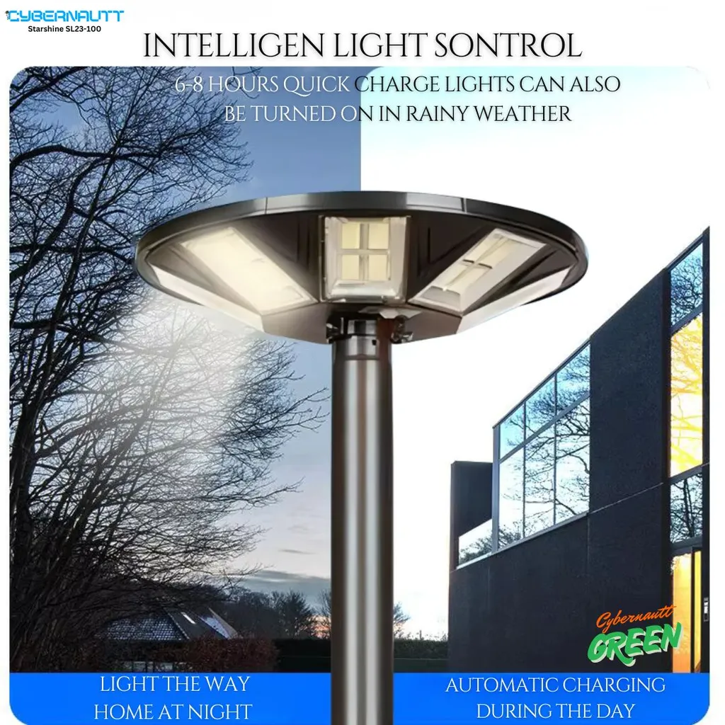 Cybernautt Starshine SL23-100 100W Solar Garden Lights, 2000LM Super Bright 3000K Daylight, Waterproof Outdoor Solar Powered LED Patio Lights