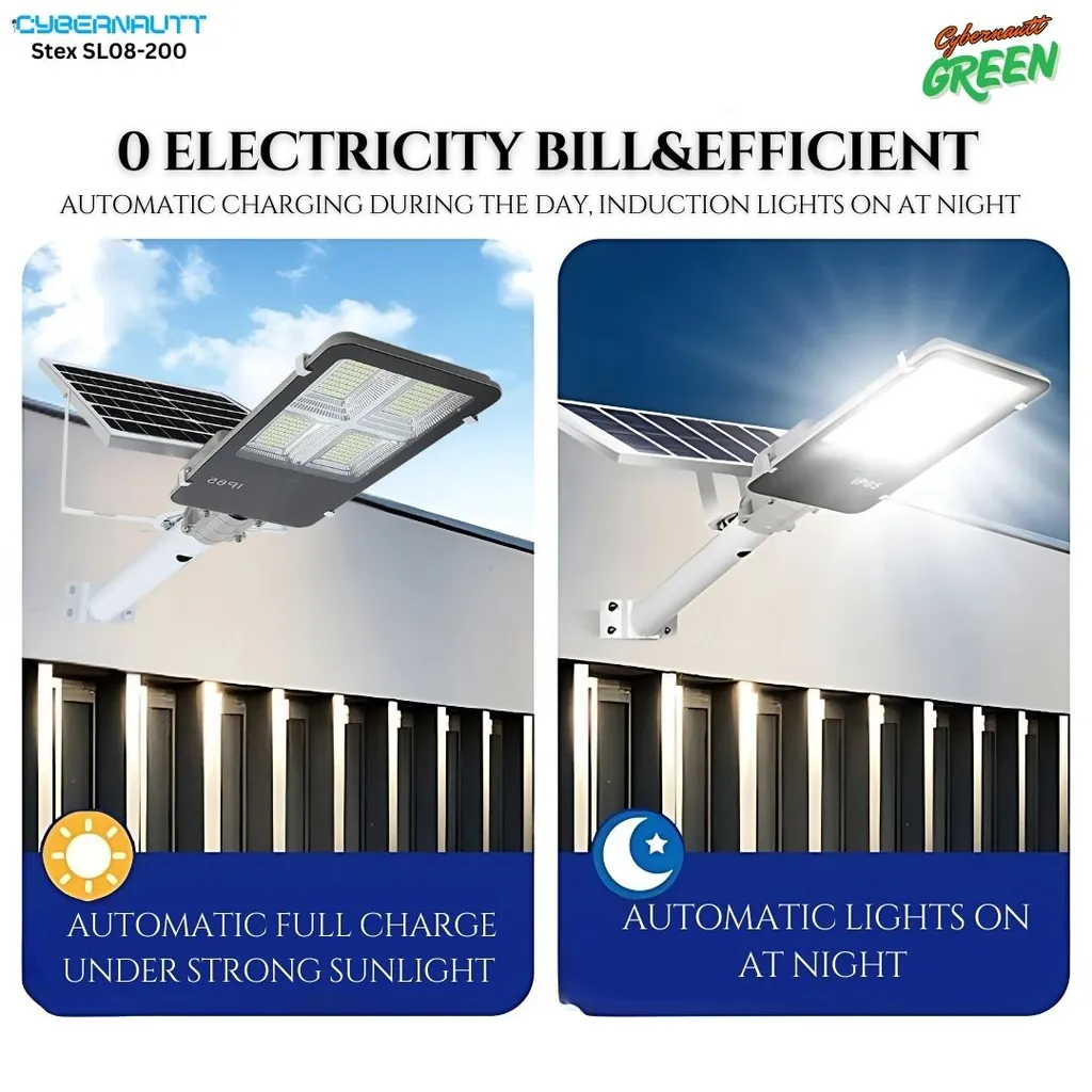 Cybernautt SL08-200 0 Electricity Bill &Efficient Automatic charging during the day, Induction lights on at night Extremely effective solar photovoltic panel High lighted LED Light Beads