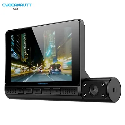 Cybernautt A3X Full HD 1080P Car Camera Front and Rear View Car Dvr 4 Inch IPS Screen 3 Lens Dash cam 3 Cameras all-round monitoring 4Pcs IR Night vision lights in interior camera for making a clear video at night