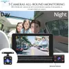 Cybernautt A3X Full HD 1080P Car Camera Front and Rear View Car Dvr 4 Inch IPS Screen 3 Lens Dash cam 3 Cameras all-round monitoring 4Pcs IR Night vision lights in interior camera for making a clear video at night