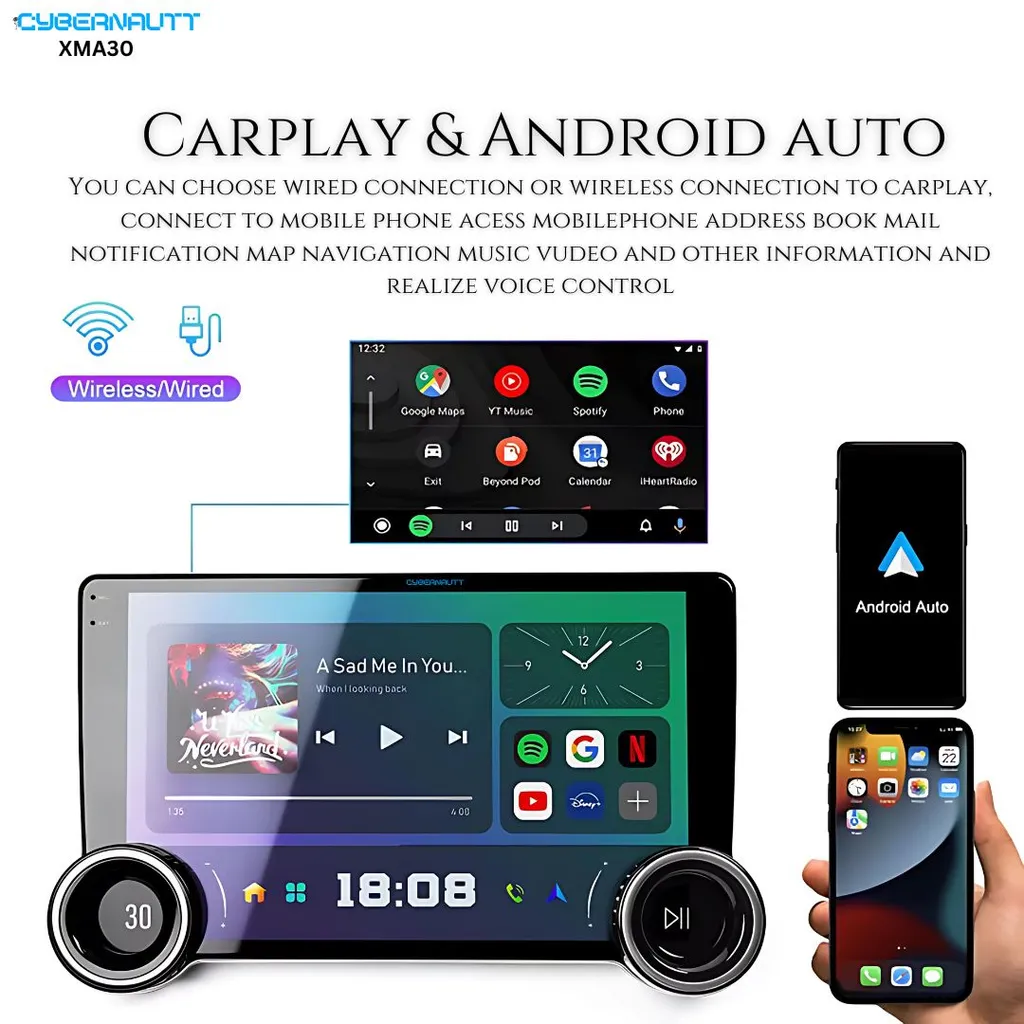 Cybernautt XMA30 High end upscaled atmosphere The new design is different, physical knob operation with a classic design, easy to use Carplay & Android auto Strong 10 core