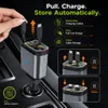 XUGA XA06 120W 4 in 1 Retractable Car Charger,Super Fast Charger, 180 Degree Rotation, Starry Sky Light,2 Retractable Cables & 1 USB Port, 1 Type C Car Adapter for Android Phones & iPhone & iPad