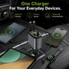 XUGA XA06 120W 4 in 1 Retractable Car Charger,Super Fast Charger, 180 Degree Rotation, Starry Sky Light,2 Retractable Cables & 1 USB Port, 1 Type C Car Adapter for Android Phones & iPhone & iPad