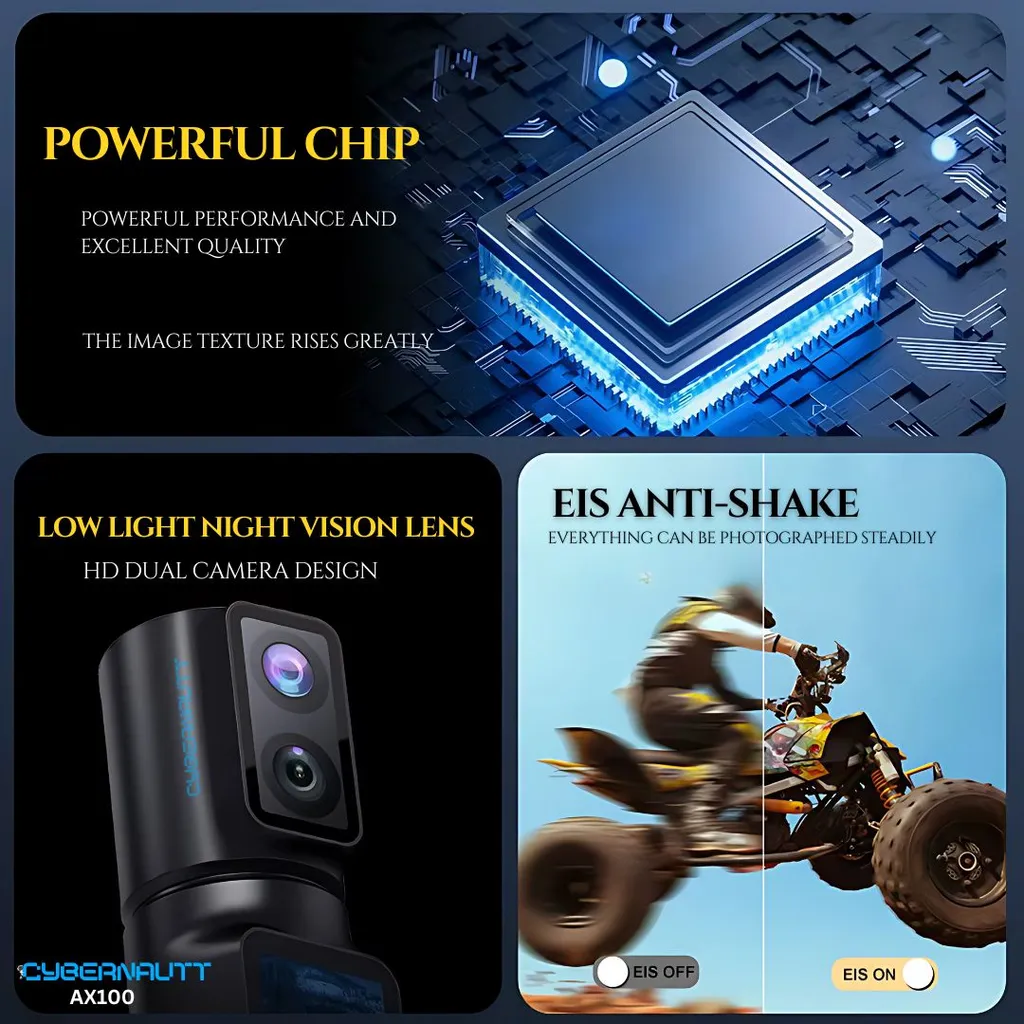 Cybernautt AX100 Sensitive touch screen & 5x digital zoom Portable screw hole design Low light level night vision lens Enhanced Night Vision Fearless Night External battery compartment