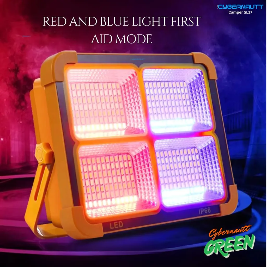 Cybernautt Camper SL17 Solar-Powered LED Light , 2700K , built-in lithium battery for 20,000 hours, and is weatherproof (-20°C to 60°C). Perfect for camping, gardens, and outdoor use.