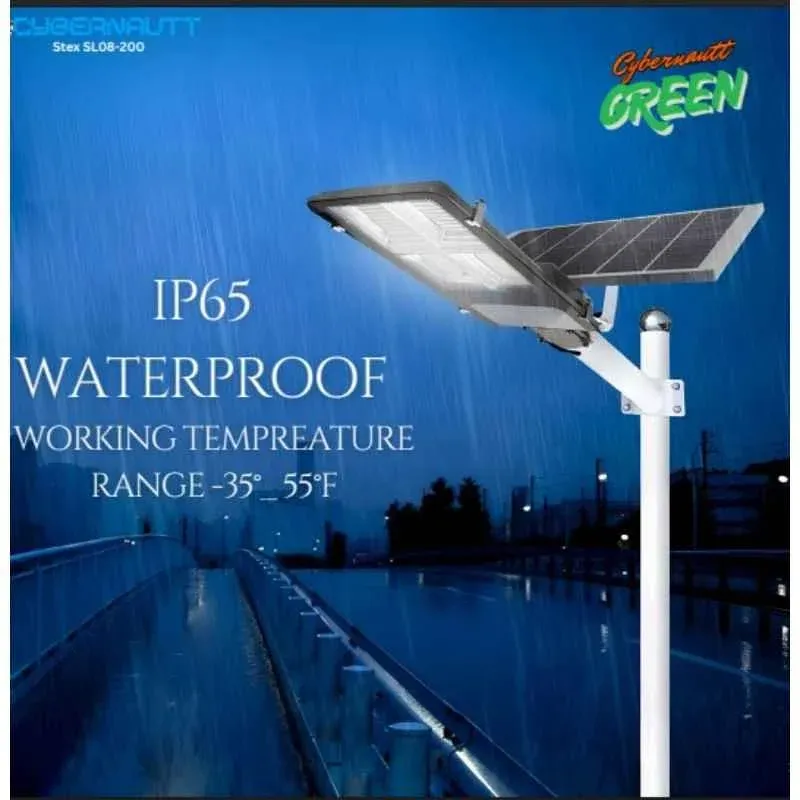 Cybernautt Stex SL08-200 200W Solar Street Light, 15000mAh Battery, Outdoor Light for street, Park, Garden, Patio | IP65 Waterproof, 6000K Daylight, -40°C to 50°C