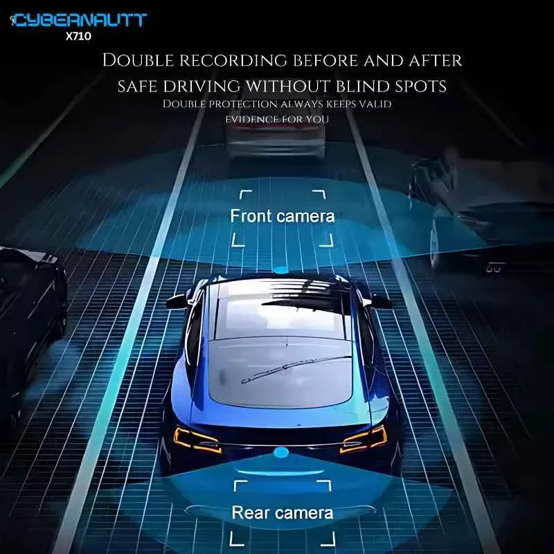Cybernautt X710-D 4K Dual Channel Car Dash Camera with 160 Deg Wide Angle, Night Vision, G-Sensor, Loop Recording, APP Control , Front & Rear Camera