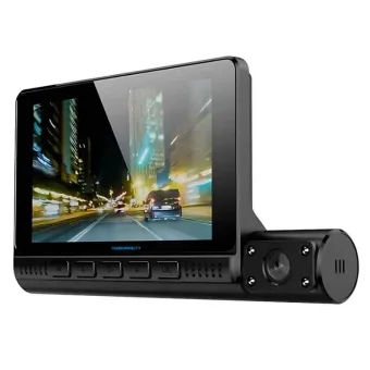 Cybernautt A3X 4 inch 3-Channel Front & Rear Camera WiFi Dashcam with Night Vision, G-Sensor & Loop Recording