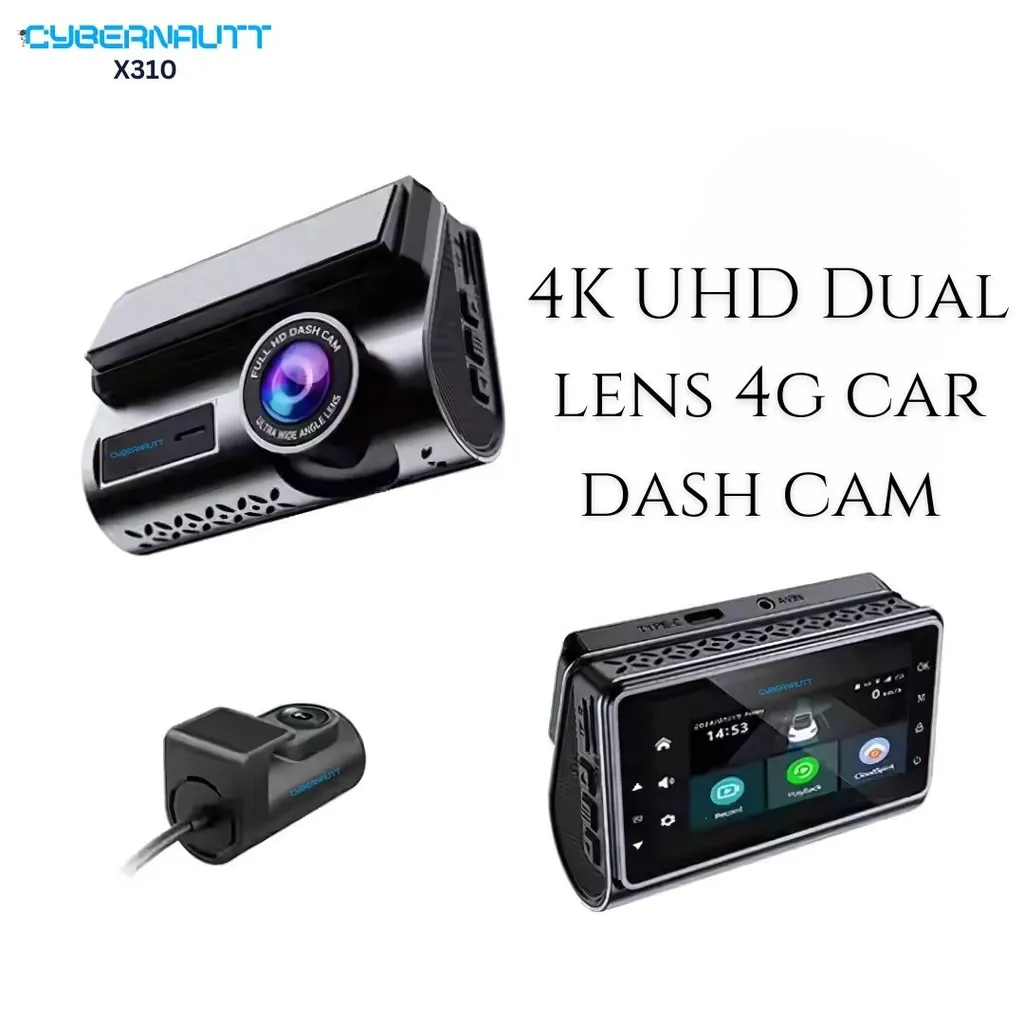 Cybernautt X310 3 inch LCD Display 4K UHD 4G Car Dash Camera with Wide Angle, Night Vision, G-Sensor, WiFi & Loop Recording