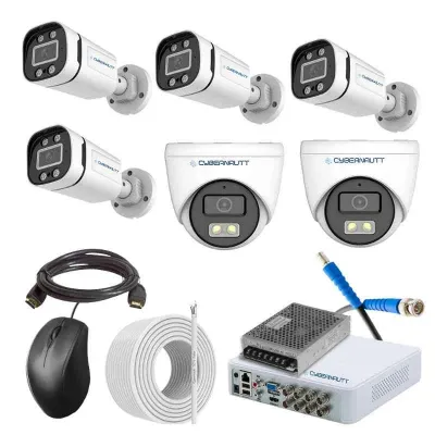Cybernautt 2.4MP Full Colour HD Indoor & Outdoor CCTV Combo Kit with 8Ch DVR, 4 Bullet Camera, 2 Dome Camera, 8Ch SMPS, 50m Copper Cable & Connectors