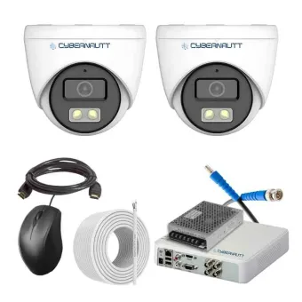 Cybernautt 2.4MP Full Colour HD Indoor & Outdoor CCTV Combo Kit with 4Ch DVR, 2 Dome Camera, 4Ch SMPS, 50m Copper Cable & Connectors