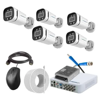 Cybernautt 2.4MP Full Colour HD Indoor & Outdoor CCTV Combo Kit with 8Ch DVR, 5 Bullet Camera, 8Ch SMPS, 50m Copper Cable & Connectors