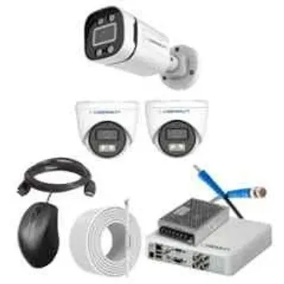 Cybernautt 2.4MP Full Colour HD Indoor & Outdoor CCTV Combo Kit with 4Ch DVR, 1 Bullet Camera, 2 Dome Camera, 4Ch SMPS, 50m Copper Cable & Connectors