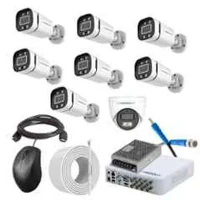Cybernautt 2.4MP Full Colour HD Indoor & Outdoor CCTV Combo Kit with 8Ch DVR, 7 Bullet Camera, 1 Dome Camera, 8Ch SMPS, 50m Copper Cable & Connectors