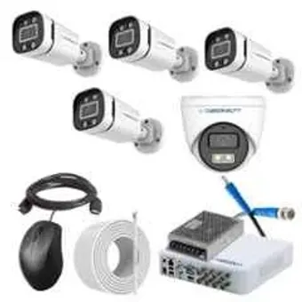Cybernautt 2.4MP Full Colour HD Indoor & Outdoor CCTV Combo Kit with 8Ch DVR, 4 Bullet Camera, 1 Dome Camera, 8Ch SMPS, 50m Copper Cable & Connectors