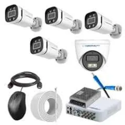 Cybernautt 2.4MP Full Colour HD Indoor & Outdoor CCTV Combo Kit with 8Ch DVR, 4 Bullet Camera, 1 Dome Camera, 8Ch SMPS, 50m Copper Cable & Connectors