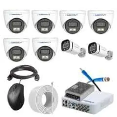 Cybernautt 2.4MP Full Colour HD Indoor & Outdoor CCTV Combo Kit with 8Ch DVR, 6 Dome Camera, 2 Bullet Camera, 8Ch SMPS, 50m Copper Cable & Connectors