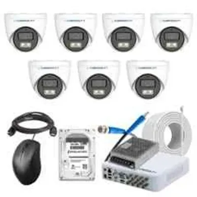 Cybernautt 2.4MP Full Colour HD Indoor & Outdoor CCTV Combo Kit with 8Ch DVR, 7 Dome Camera, 8Ch SMPS, 50m Copper Cable, 2TB HDD & Connectors