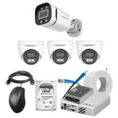 Cybernautt 2.4MP Full Colour HD Indoor & Outdoor CCTV Combo Kit with 4Ch DVR, 1 Bullet Camera, 3 Dome Camera, 4Ch SMPS, 50m Cable, 500GB HDD & Connector