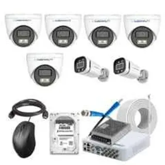 Cybernautt 2.4MP Full Colour HD Indoor & Outdoor CCTV Combo Kit with 8Ch DVR, 5 Dome Camera, 2 Bullet Camera, 8Ch SMPS, 50m Cable, 2TB HDD & Connector