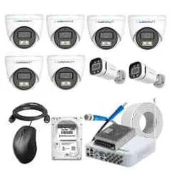Cybernautt 2.4MP Full Colour HD Indoor & Outdoor CCTV Combo Kit with 8Ch DVR, 6 Dome Camera, 2 Bullet Camera, 8Ch SMPS, 50m Cable, 2TB HDD & Connector