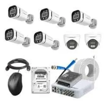 Cybernautt 2.4MP Full Colour HD Indoor & Outdoor CCTV Combo Kit with 8Ch DVR, 5 Bullet Camera, 2 Dome Camera, 8Ch SMPS, 50m Cable, 2TB HDD & Connector
