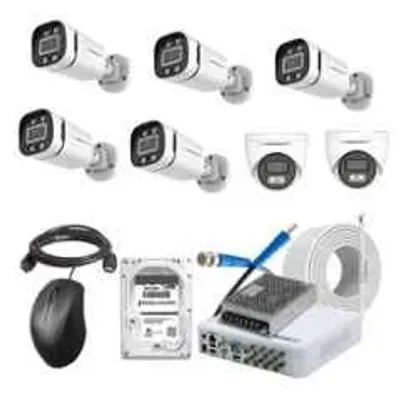 Cybernautt 2.4MP Full Colour HD Indoor & Outdoor CCTV Combo Kit with 8Ch DVR, 5 Bullet Camera, 2 Dome Camera, 8Ch SMPS, 50m Cable, 1TB HDD & Connector