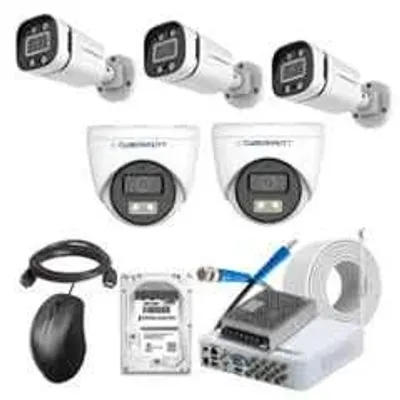 Cybernautt 2.4MP Full Colour HD Indoor & Outdoor CCTV Combo Kit with 8Ch DVR, 3 Bullet Camera, 2 Dome Camera, 8Ch SMPS, 50m Cable, 500GB HDD & Connector