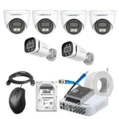 Cybernautt 2.4MP Full Colour HD Indoor & Outdoor CCTV Combo Kit with 8Ch DVR, 4 Dome Camera, 2 Bullet Camera, 8Ch SMPS, 50m Cable, 500GB HDD & Connector