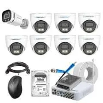 Cybernautt 2.4MP Full Colour HD Indoor & Outdoor CCTV Combo Kit with 8Ch DVR, 1 Bullet Camera, 7 Dome Camera, 8Ch SMPS, 50m Cable, 2TB HDD & Connector
